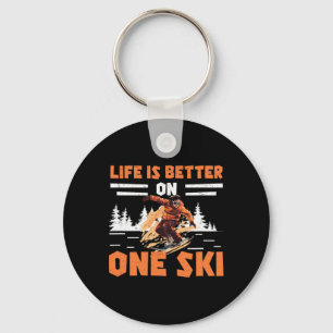 Monoskiing Life Is Better On One Ski Funny Monoski Keychain