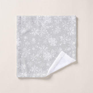 Monotone Bath Towels, Snowflake Design, Grey Scale Bath Towel Set