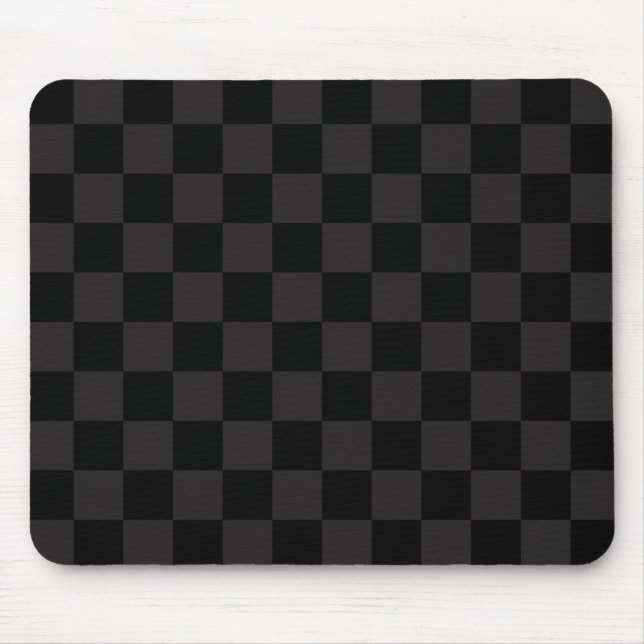 Monotone Black and Dark Grey Chequered Pattern Mouse Pad (Front)