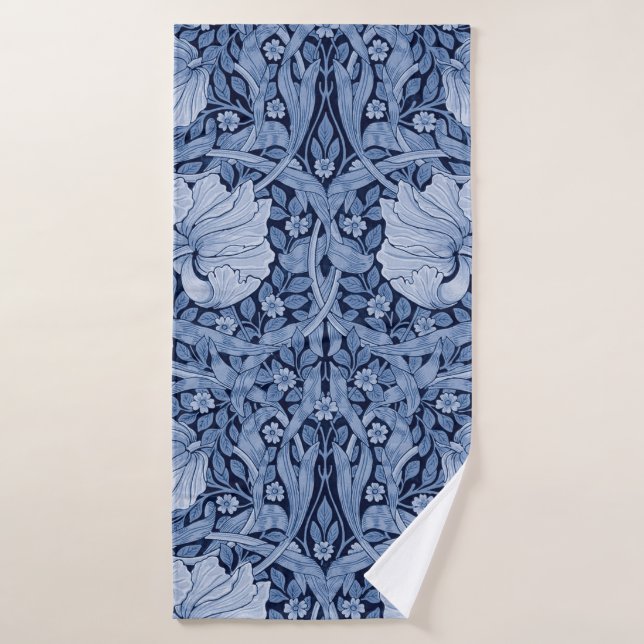 Monotone bleu Pimpernel, William Morris (Serviette de bain)