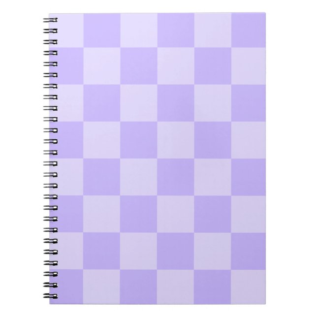 Monotone Lavender Chequered Pattern Notebook (Front)