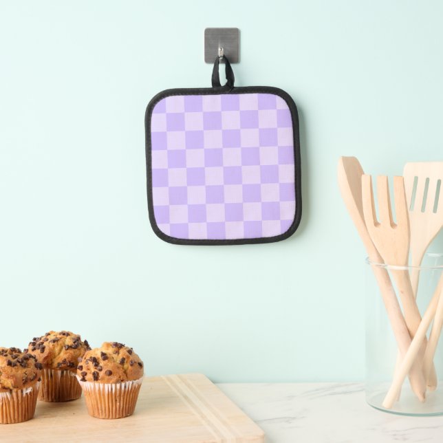 Monotone Lavender Chequered Pattern Pot Holder (Insitu(Hanging))