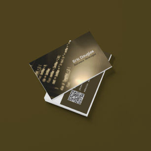 Monotone Modern Software Tech Professional QR Code Business Card