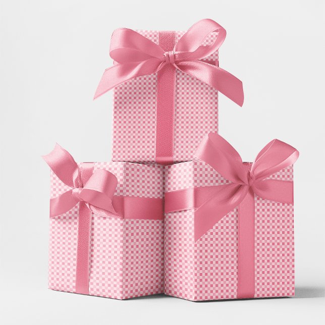 Monotone Pink Small Gingham Check Wrapping Paper (Monotone Pink Small Gingham Check Wrapping Paper)