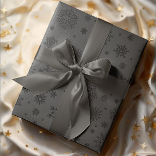 Monotone Winter Snowflake Charcoal Wrapping Paper