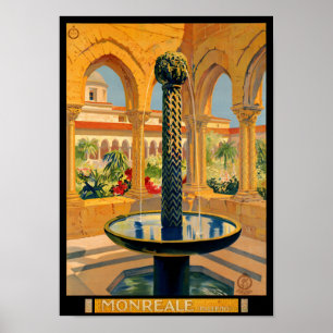 Monreale Palerme Italie Poster vintage restauré