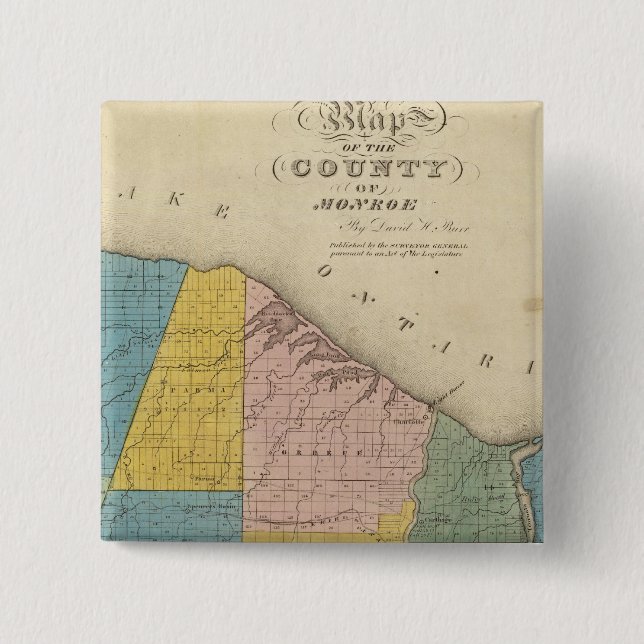 Monroe County 2 Inch Square Button (Front)