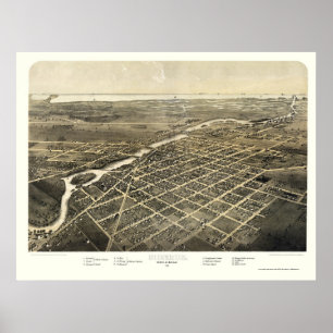 Monroe, MI Panoramic Map - 1866 Poster