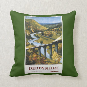 Monsal Dale, Train and Viaduct British Rail Throw Pillow