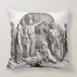 Monsieur Drovetti and his followers using a plumb Throw Pillow