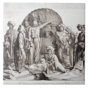 Monsieur Drovetti and his followers using a plumb Tile