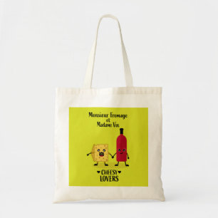 Monsieur Fromage et Madame Vin  Cheesy lovers   Tote Bag