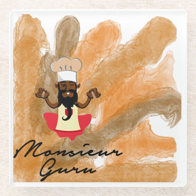 Monsieur Guru Glass Coaster (Front)