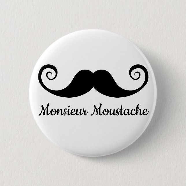 Monsieur Moustache design with curly moustache 2 Inch Round Button (Front)