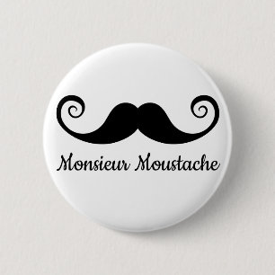 Monsieur Moustache design with curly moustache 2 Inch Round Button