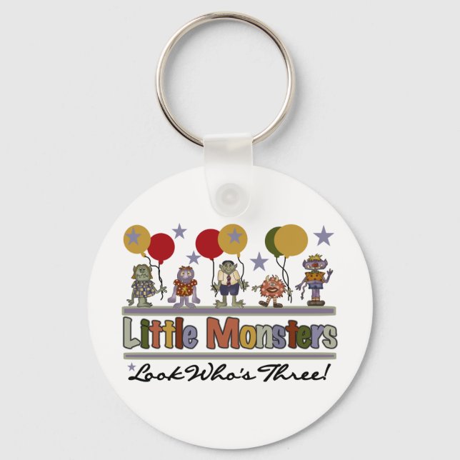 Monster 3rd Birthday Tshirts and Gifts Keychain (Front)