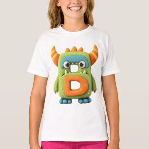 Monster Alphabet Letter D – Cute Horned Monster T-Shirt