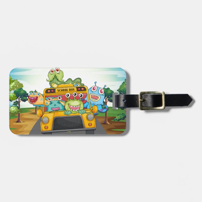 Monster and bus luggage tag (Front Horizontal)