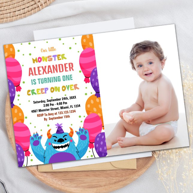 Monster Anniversaire Invitations Couleur Ballons p (Monster Birthday Invitations Colour Ballons photo)