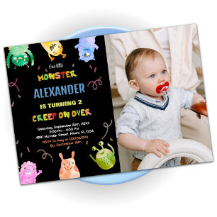Monster Anniversaire Invitations Orange Black phot