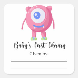 Monster - Baby Shower bookplate, books for baby Square Sticker