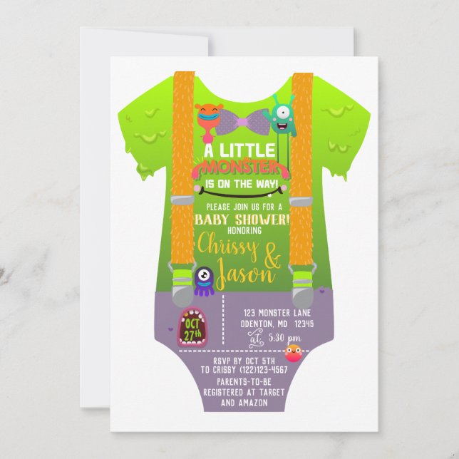 Monster Baby Shower - They've Created a Monster Invitation (Front)