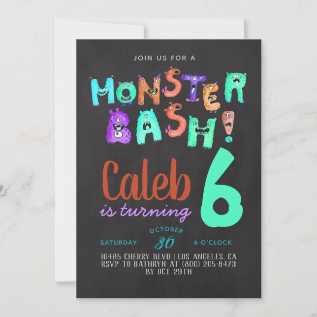 Monster Bash Birthday Invitation (Front)