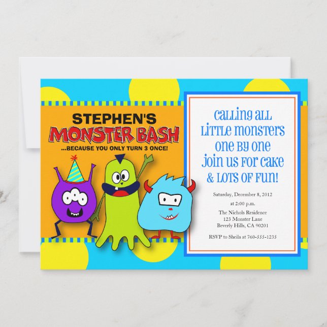 Monster Bash Birthday Invitations (Front)