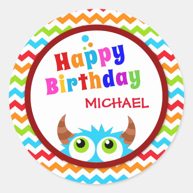 Monster Bash Birthday Party Classic Round Sticker (Front)