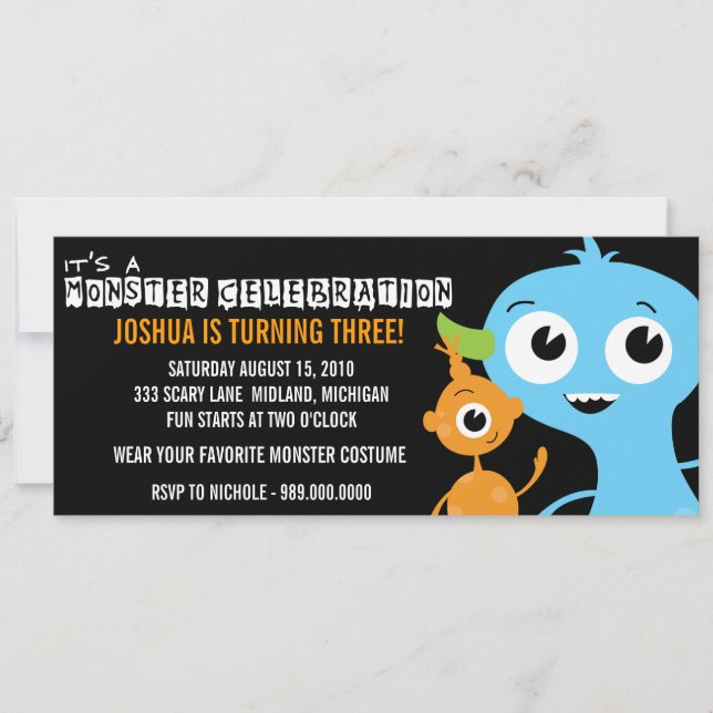 Monster Bash Birthday Party Invitations (Front)