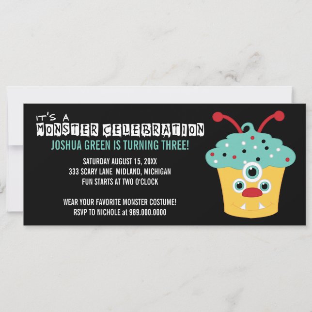 Monster Bash Birthday Party Invitations (Front)