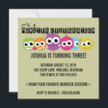 Monster Bash Birthday Party Invitations<br><div class="desc">This silly monster invitation is totally customizable by you - just change the template text to your child's party info and background colours to your liking and you're done! If you need help,  just click on the contact link above to send the designer a message.</div>