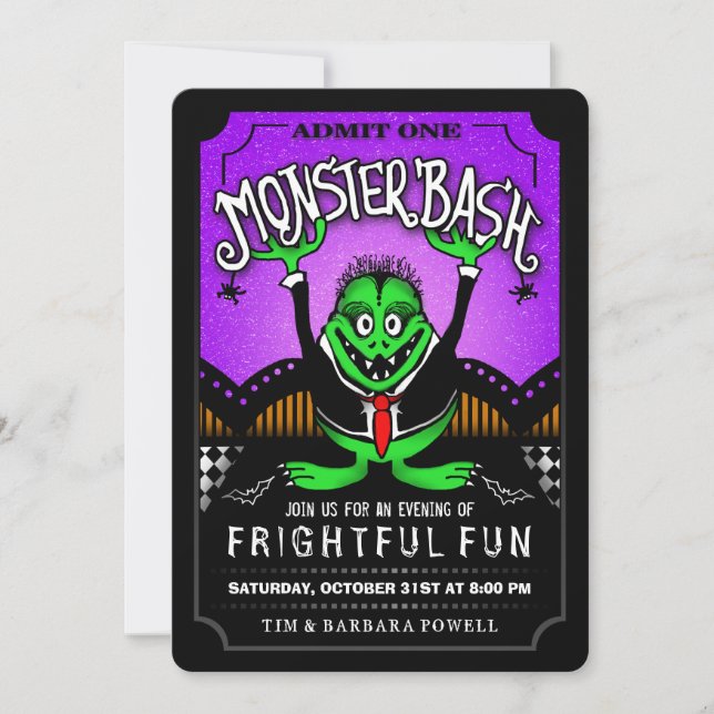 Monster Bash Fun Halloween Party Invitation (Front)