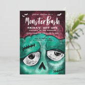 Monster Bash Fun Spooky Zombie Halloween Party Invitation (Standing Front)
