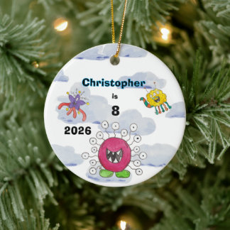 Monster Bash in Clouds Birthday Keepsake Ornament