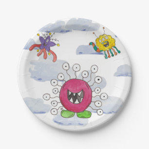 Monster Bash in the Clouds Birthday Paper Plate