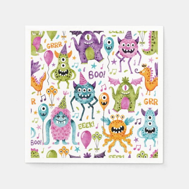 Monster Bash Little Monster Birthday Party Napkin (Front)