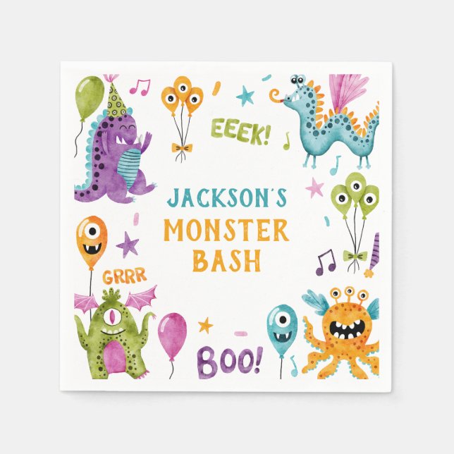 Monster Bash Little Monster Birthday Party Napkin (Front)