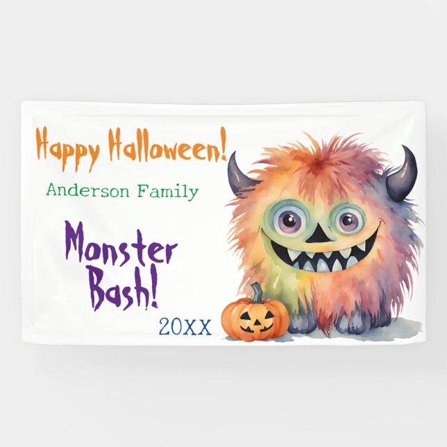 Monster Bash Personalized Halloween Party Banner (Horizontal)