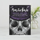 Monster Bash Spooky Skeleton Halloween Party Invitation (Standing Front)