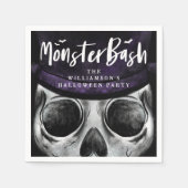 Monster Bash Spooky Skeleton Halloween Party Napkin (Front)