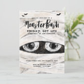Monster Bash Spooky Wrapped Mummy Halloween Party Invitation (Standing Front)