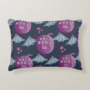 Monster Bats: Cute Cartoon Vintage Accent Pillow