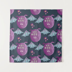 Monster Bats: Cute Cartoon Vintage Tapestry