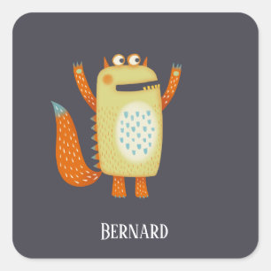 Monster Bernard Custom Name Square Sticker