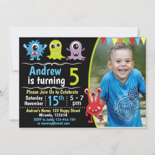 Monster birthday invitation,Cute moster invite
