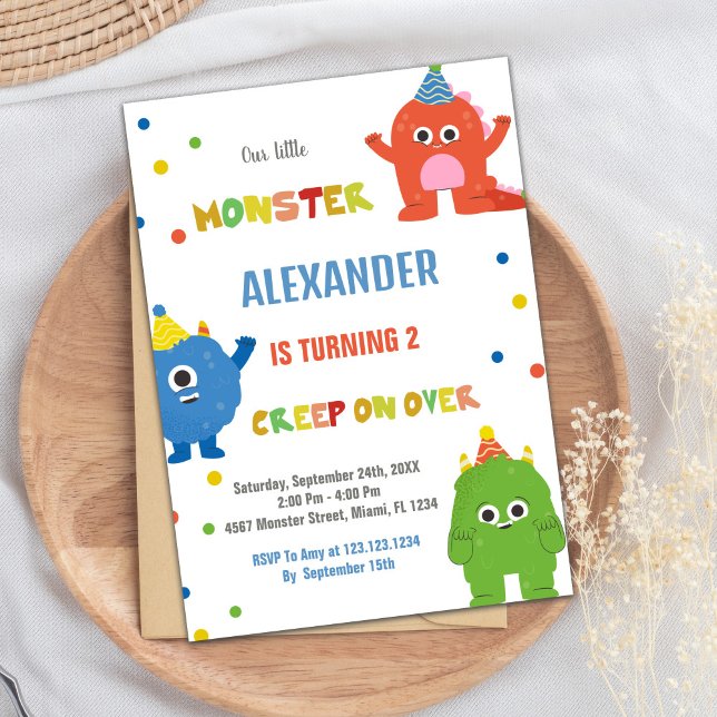Monster Birthday Invitations (Monster Birthday Invitations Colour Ballons)
