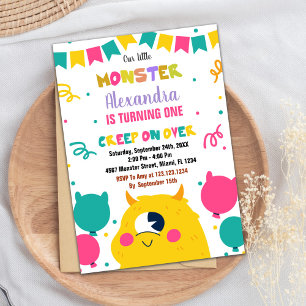 Monster Birthday Invitations Ballons Flags