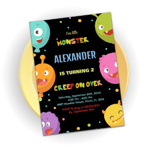 Monster Birthday Invitations Balloons Blacks