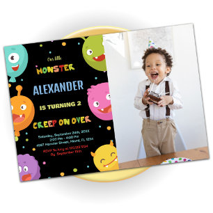 Monster Birthday Invitations Balloons Blacks photo